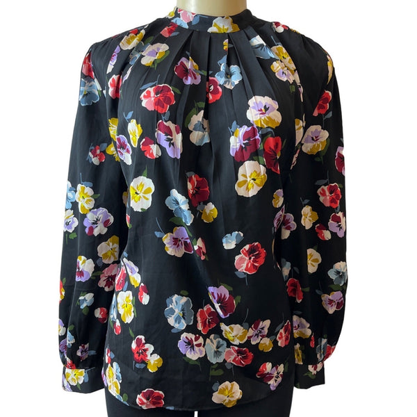 Ann Taylor Women's Black Floral Blouse Sz XL