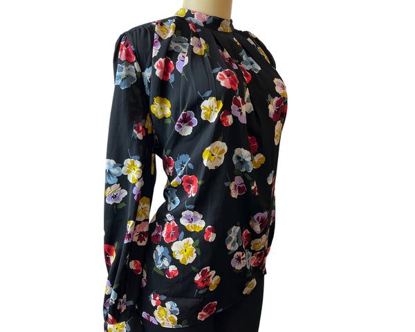 Ann Taylor Women's Black Floral Blouse Sz XL