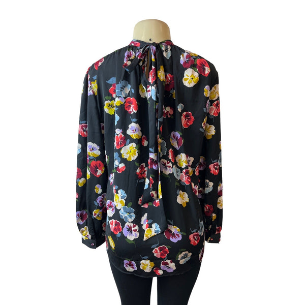 Ann Taylor Women's Black Floral Blouse Sz XL