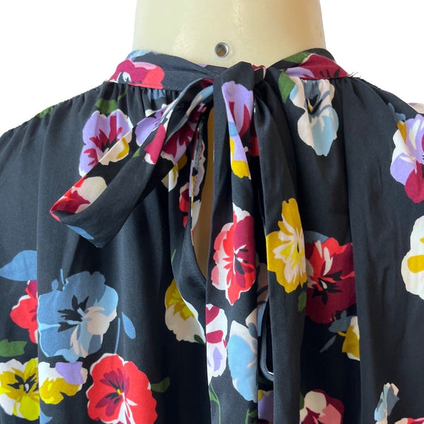 Ann Taylor Women's Black Floral Blouse Sz XL