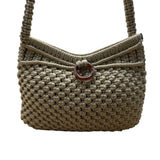 Marbella Women’s Beige Handmade Crochet Ring Detail Shoulder Bag Sz M