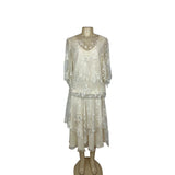Riña di’ Montella Vintage Ivory Lace Overlay Dress With Floral Embroidery Sz 12