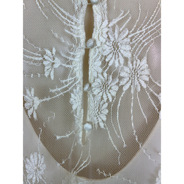 Riña di’ Montella Vintage Ivory Lace Overlay Dress With Floral Embroidery Sz 12