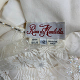 Riña di’ Montella Vintage Ivory Lace Overlay Dress With Floral Embroidery Sz 12
