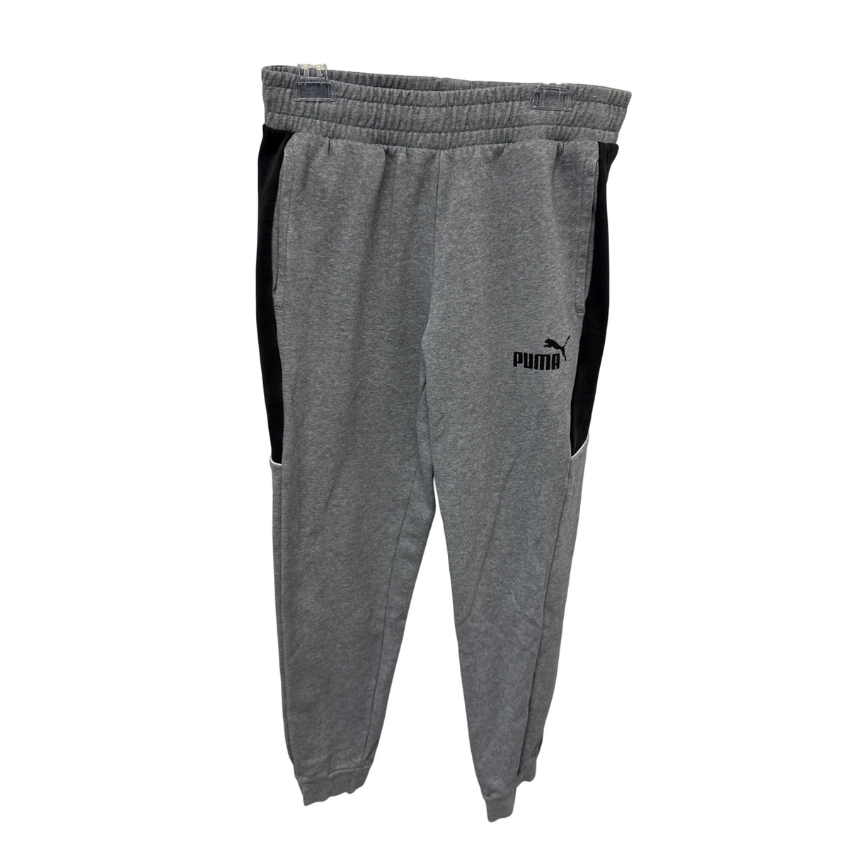 Puma Mens Gray Cotton Jogger Sweatpants With Black Panels Size S