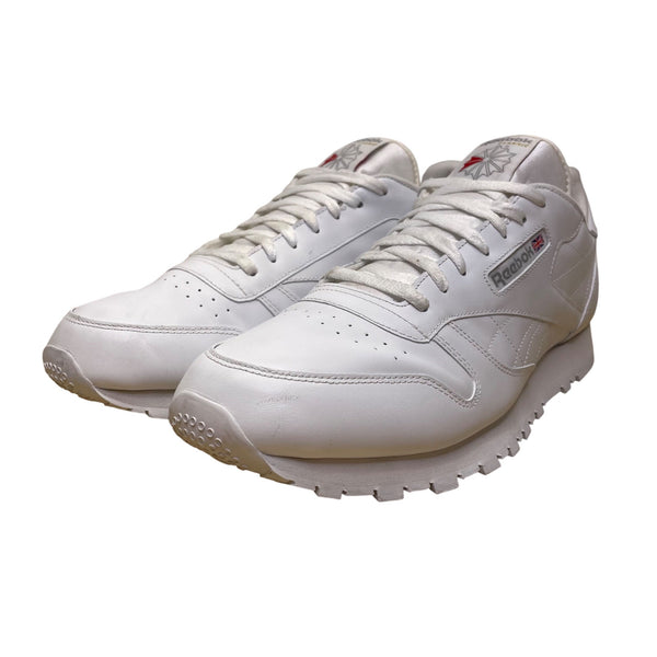 Reebok Classic Men’s All White Leather Lace-Up Casual Athletic Sneakers Size 15