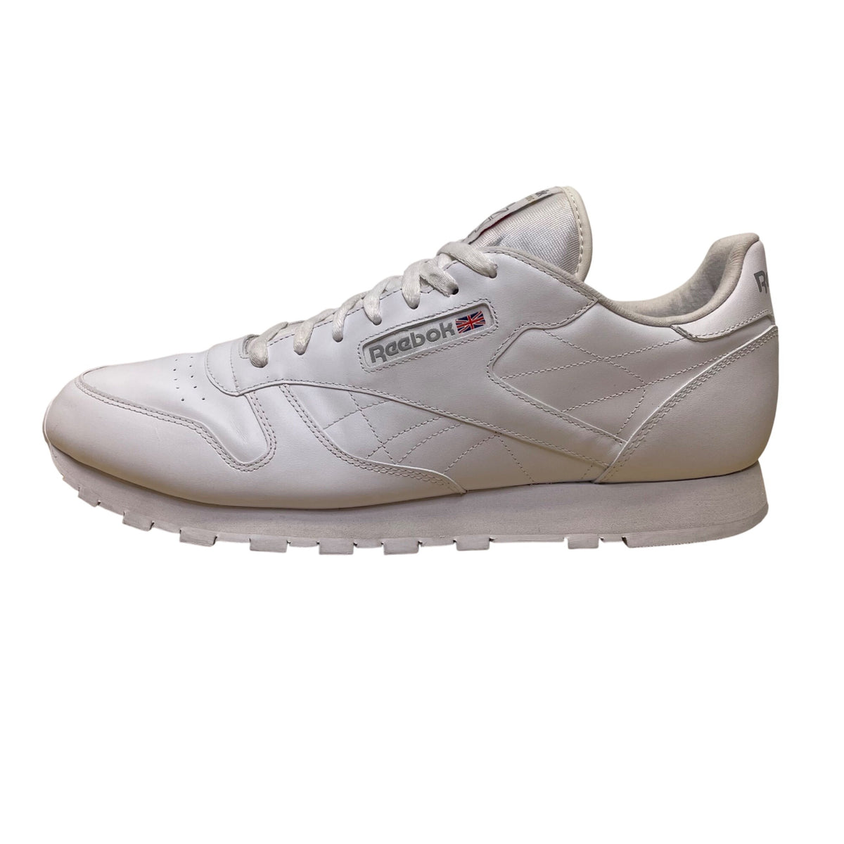 Reebok Classic Men’s All White Leather Lace-Up Casual Athletic Sneakers Size 15