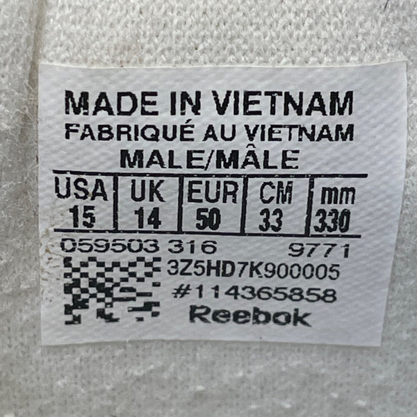 Reebok Classic Men’s All White Leather Lace-Up Casual Athletic Sneakers Size 15