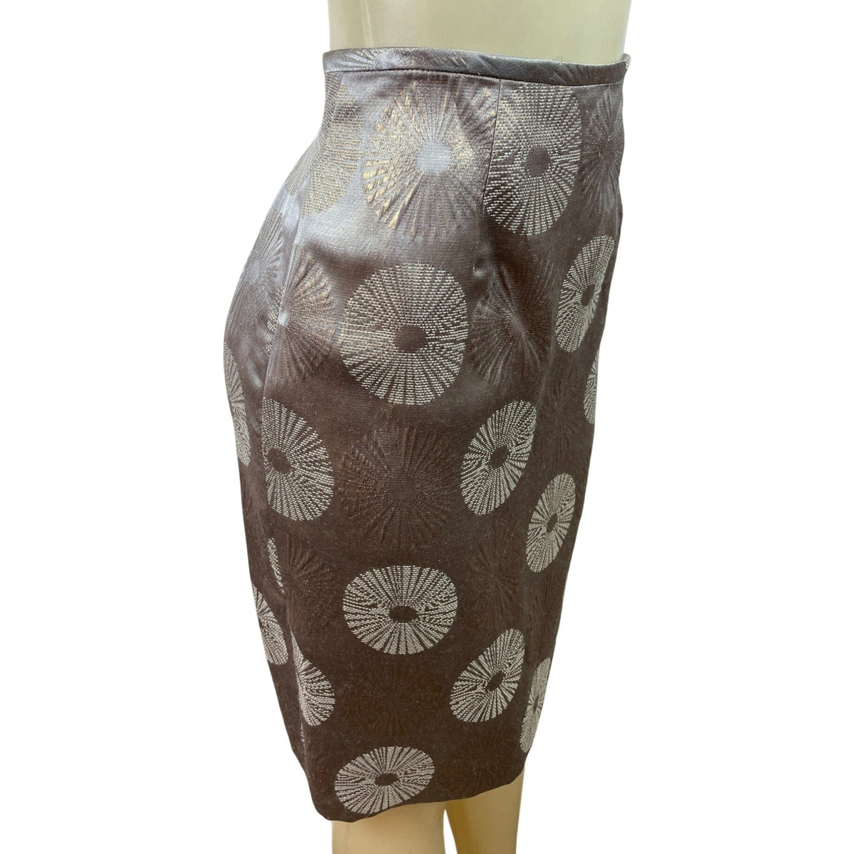Adrianna Papell Evening Essentials Brown & Gold Brocade Pencil Skirt Size 6