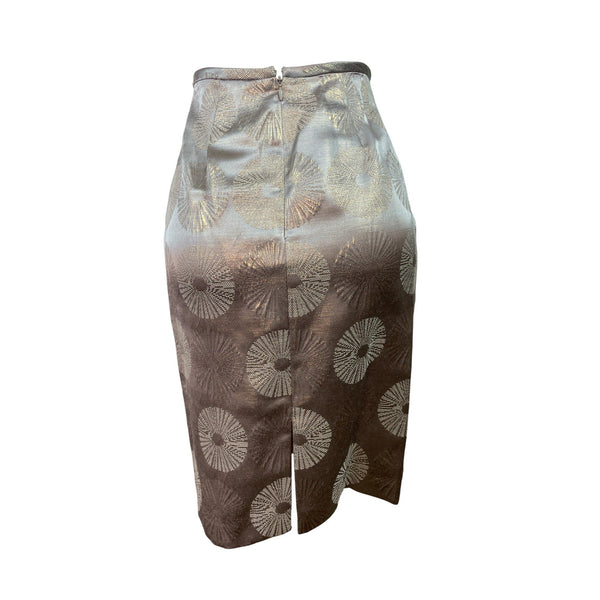 Adrianna Papell Evening Essentials Brown & Gold Brocade Pencil Skirt Size 6