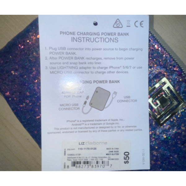 Liz Claiborne Women’s Multi Glitter RFID Phone Charging Wristlet Wallet Size S