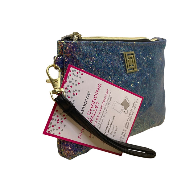 Liz Claiborne Women’s Multi Glitter RFID Phone Charging Wristlet Wallet Size S