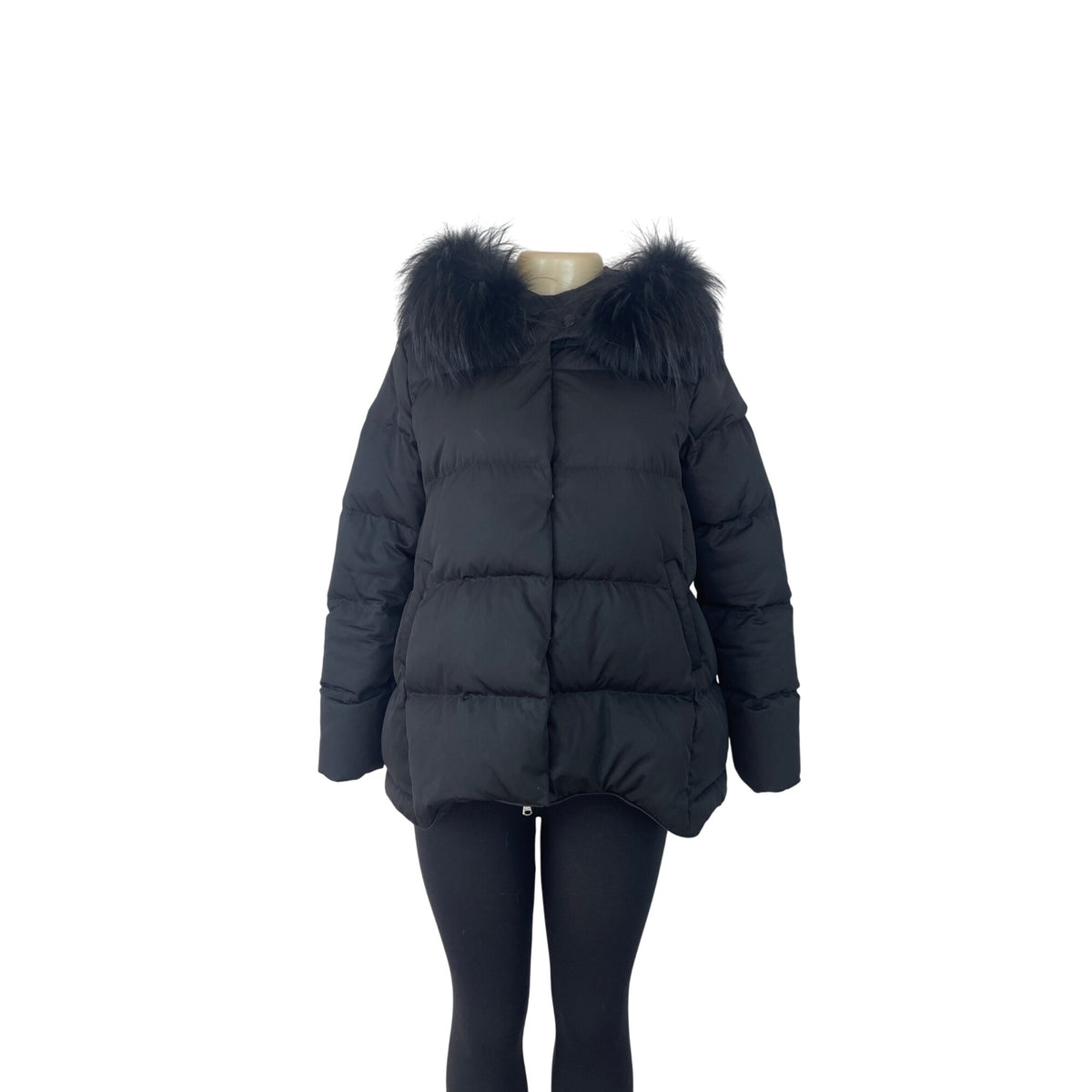 Zow Zow Womens Black Puffer Jacket With Faux Fur Trim Hood Size 0