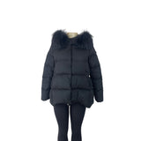 Zow Zow Womens Black Puffer Jacket With Faux Fur Trim Hood Size 0