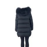 Zow Zow Womens Black Puffer Jacket With Faux Fur Trim Hood Size 0