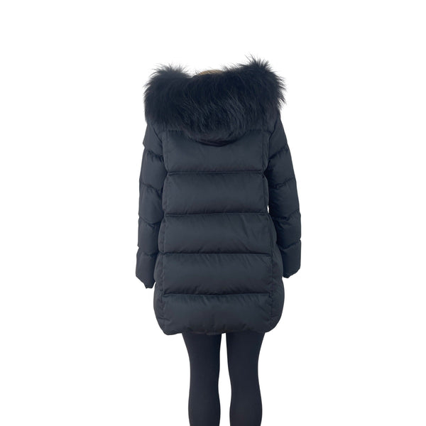 Zow Zow Womens Black Puffer Jacket With Faux Fur Trim Hood Size 0