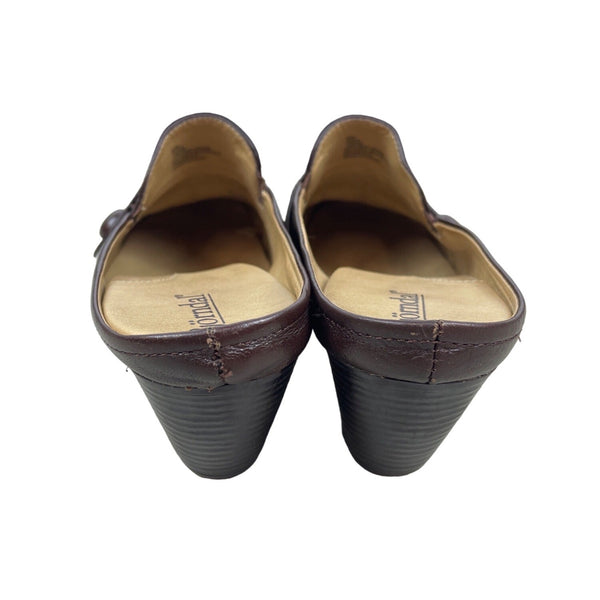 Björndal Women's Brown Leather Gena Backless Slip On Comfort Clog Shoes Sz 8.5M