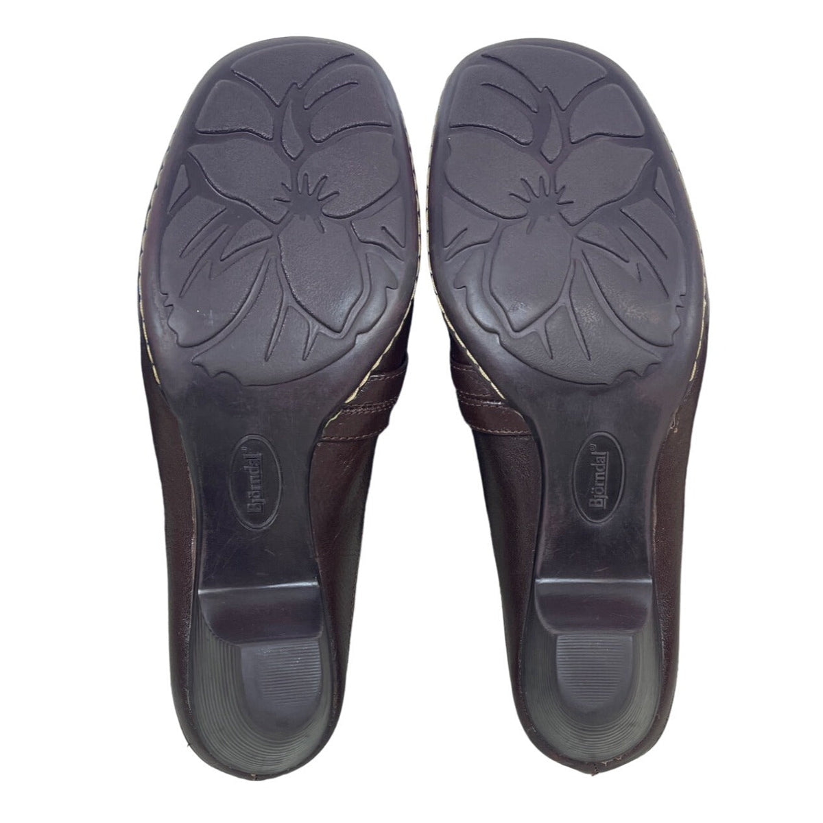 Björndal Women's Brown Leather Gena Backless Slip On Comfort Clog Shoes Sz 8.5M
