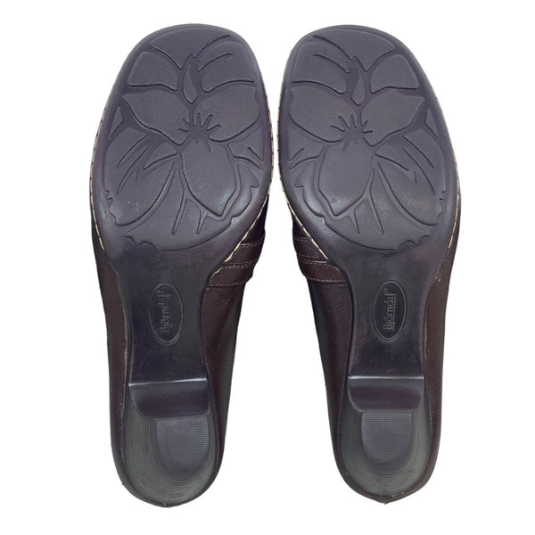 Björndal Women's Brown Leather Gena Backless Slip On Comfort Clog Shoes Sz 8.5M