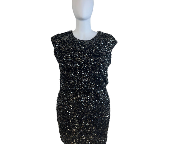 City Chic Women’s Black Sequin Sleeveless Mini Dress Sz S/16 - New