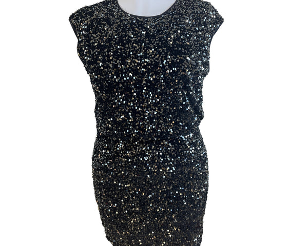 City Chic Women’s Black Sequin Sleeveless Mini Dress Sz S/16 - New