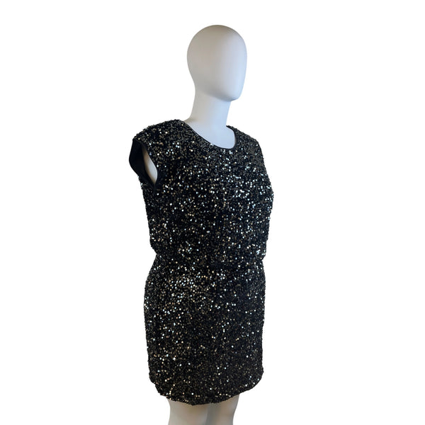 City Chic Women’s Black Sequin Sleeveless Mini Dress Sz S/16 - New