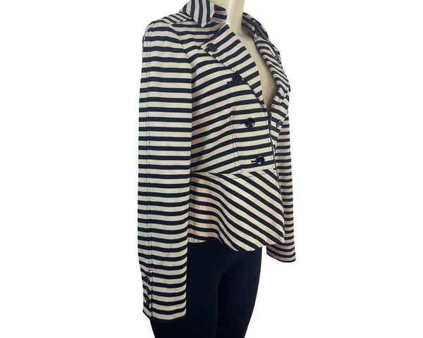 White House Black Market Women's Black & White Striped Peplum Jacket Sz 6