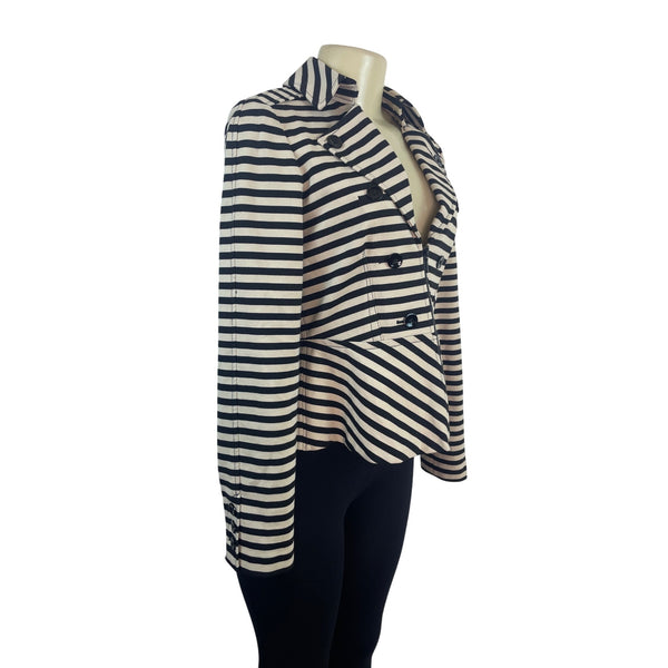White House Black Market Women's Black & White Striped Peplum Jacket Sz 6