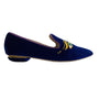 Nicholas Kirkwood Deep Blue Velvet with Purple Trim The Iris Loafers Sz US6.5