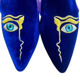 Nicholas Kirkwood Deep Blue Velvet with Purple Trim The Iris Loafers Sz US6.5