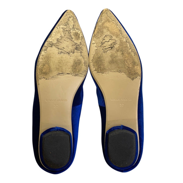 Nicholas Kirkwood Deep Blue Velvet with Purple Trim The Iris Loafers Sz US6.5
