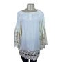 Colleen Lopez Women's Ivory Rayon Tunic Crochet Bell Sleeve Boho Style Size M