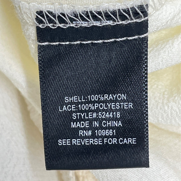 Colleen Lopez Women's Ivory Rayon Tunic Crochet Bell Sleeve Boho Style Sz M