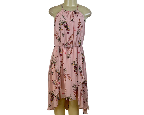 White House Black Market Womens Pink Floral Halter High-Low Dress  Sz 4