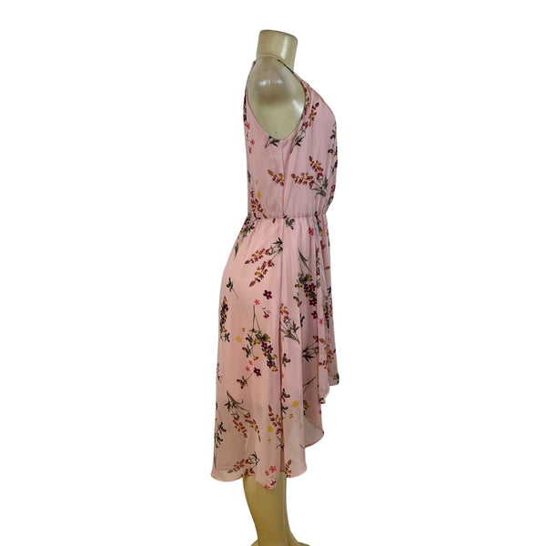 White House Black Market Womens Pink Floral Halter High-Low Dress  Sz 4