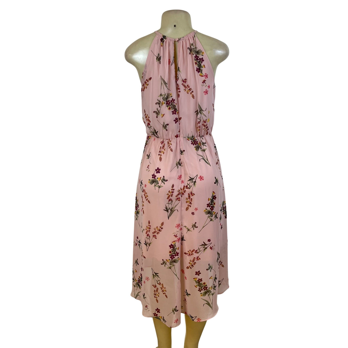 White House Black Market Womens Pink Floral Halter High-Low Dress  Sz 4
