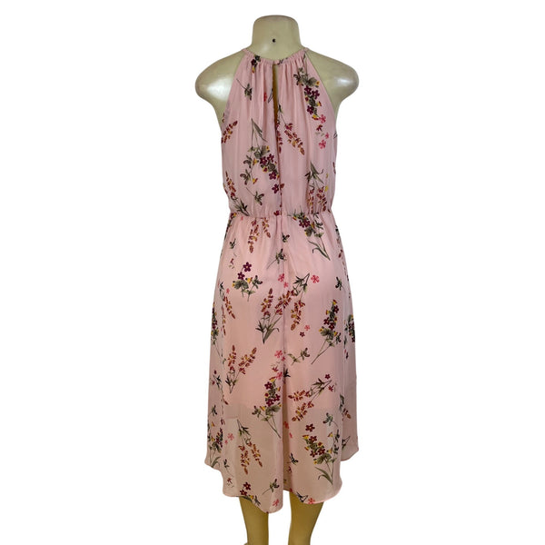 White House Black Market Womens Pink Floral Halter High-Low Dress  Sz 4