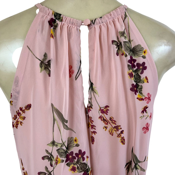 White House Black Market Womens Pink Floral Halter High-Low Dress  Sz 4