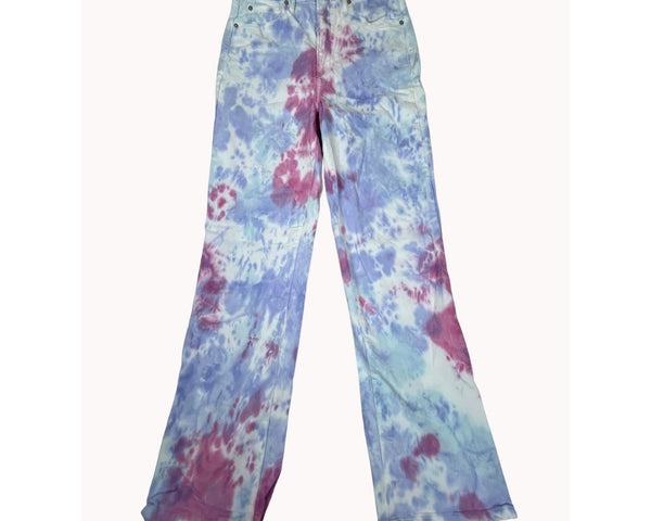 FashionNova Women's Multicolor Washed Tie-Die Straight Cut Jeans Sz 5