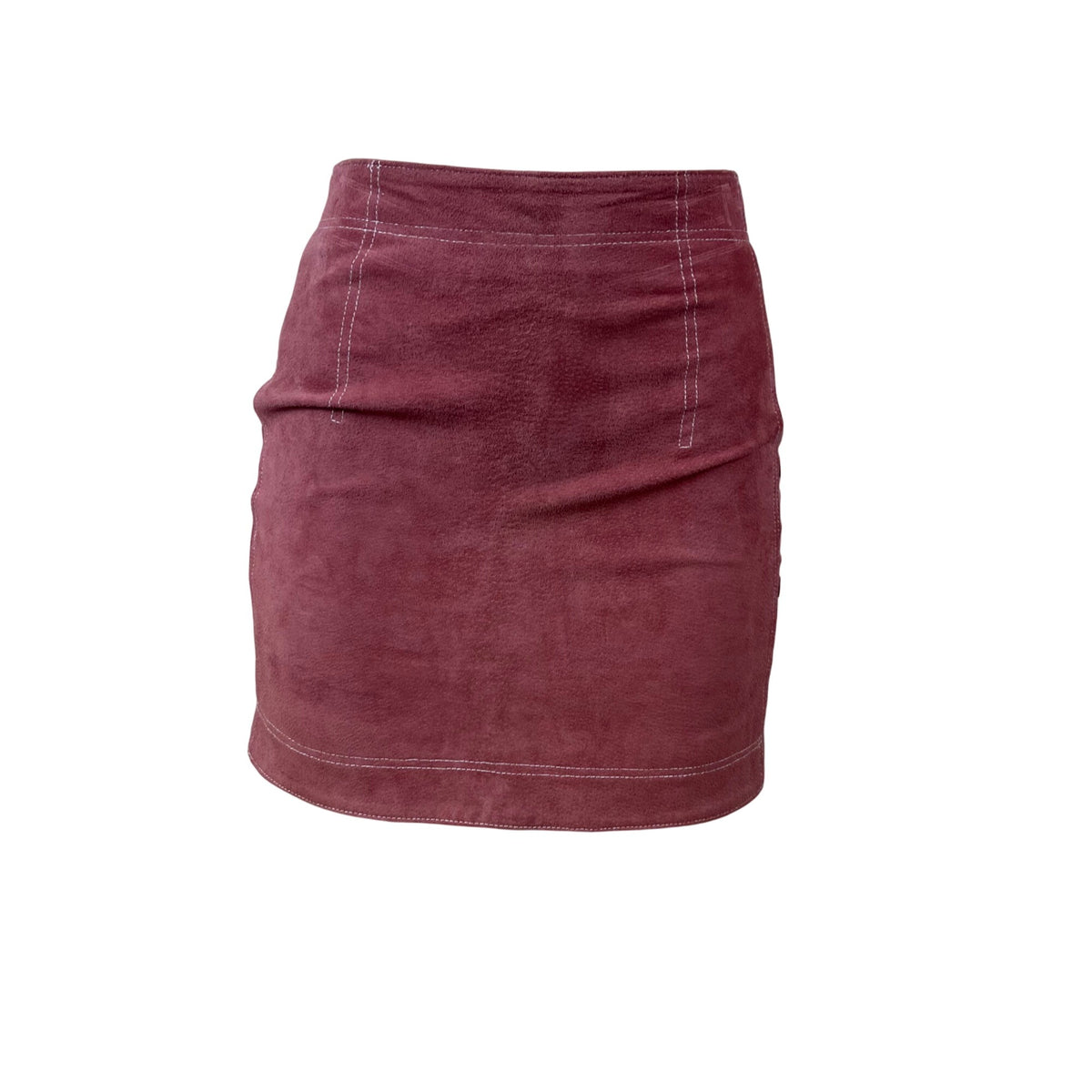 MNG Womens Pink Pigskin Leather Mini Skirt With Button Details Size XXS