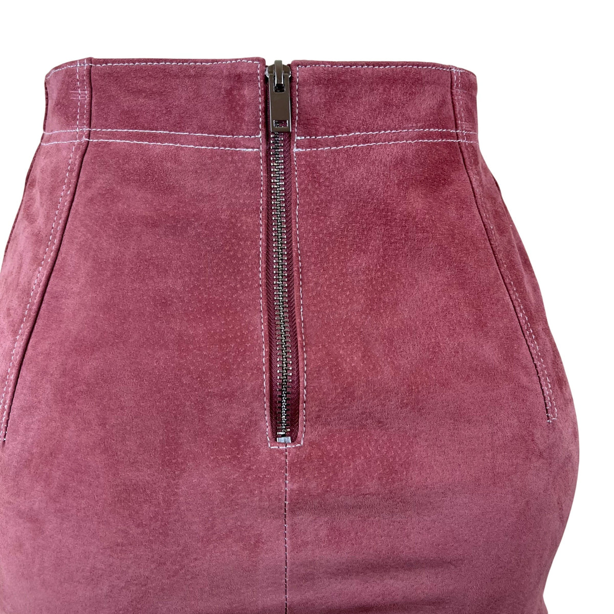 MNG Womens Pink Pigskin Leather Mini Skirt With Button Details Size XXS