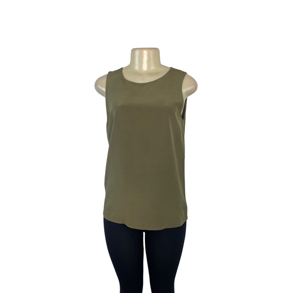 Collection Point Of View  Olive Green Sleeveless Blouse Womens Size S
