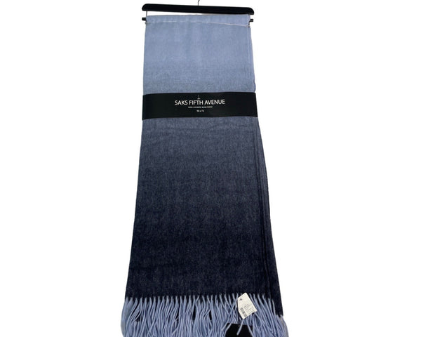 Unisex One Size Saks Fith Avenue Ombre Blue And Black Shawl And Banket New