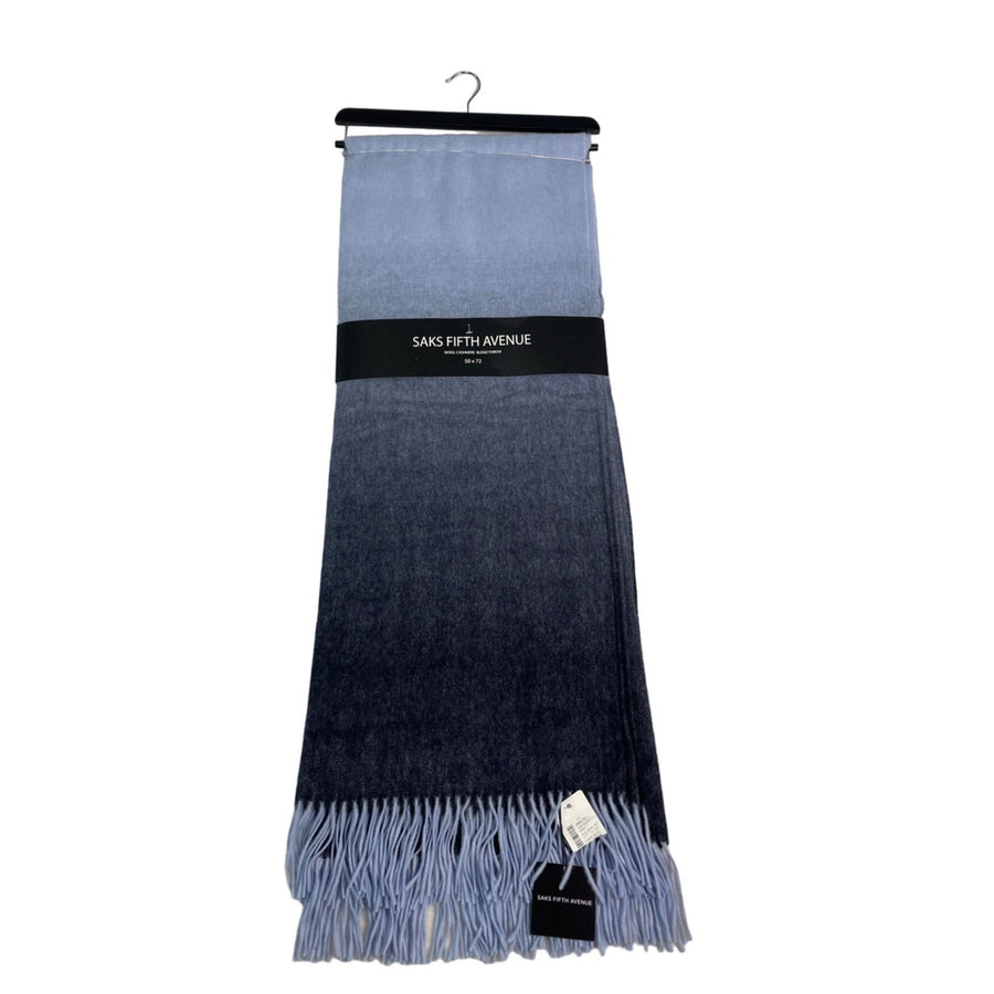 Unisex One Size Saks Fith Avenue Ombre Blue And Black Shawl And Banket New