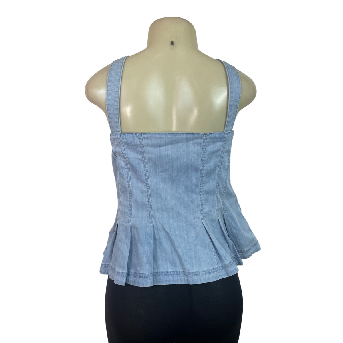 White House Black Market Denim Corset Style Button-Down Peplum Top Sz 14 - New