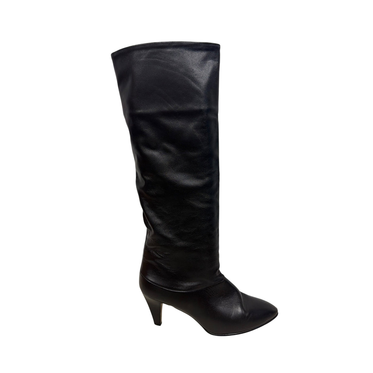 Joyce Womens Black Leather Knee-High Boots Size 8M Made In USA