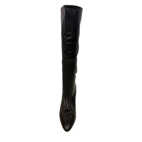 Joyce Womens Black Leather Knee-High Boots Size 8M Made In USA