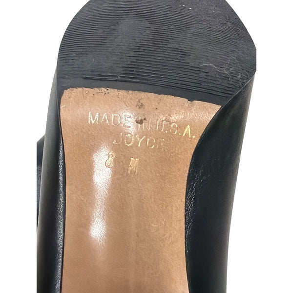 Joyce Womens Black Leather Knee-High Boots Size 8M Made In USA
