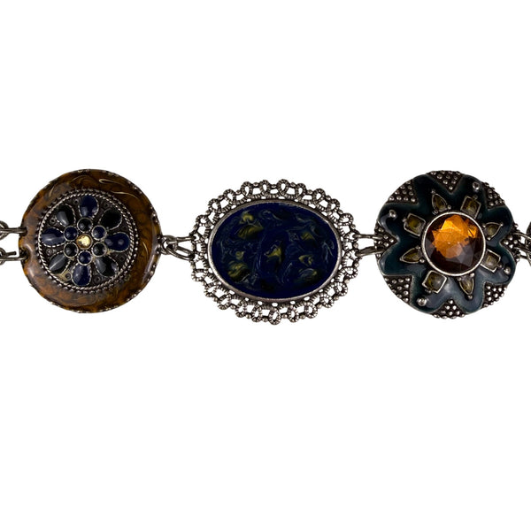 Chicos Womens Multicolor Silver-Tone Chain Link Adjustable Length Statement Belt