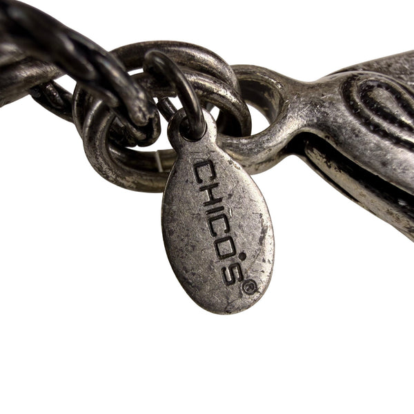 Chicos Womens Multicolor Silver-Tone Chain Link Adjustable Length Statement Belt